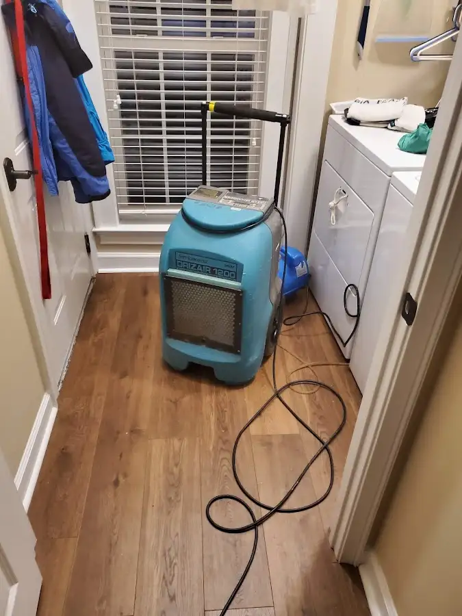 Commercial dehumidifier deployed for Flood Damage Cleanup in Woodlake